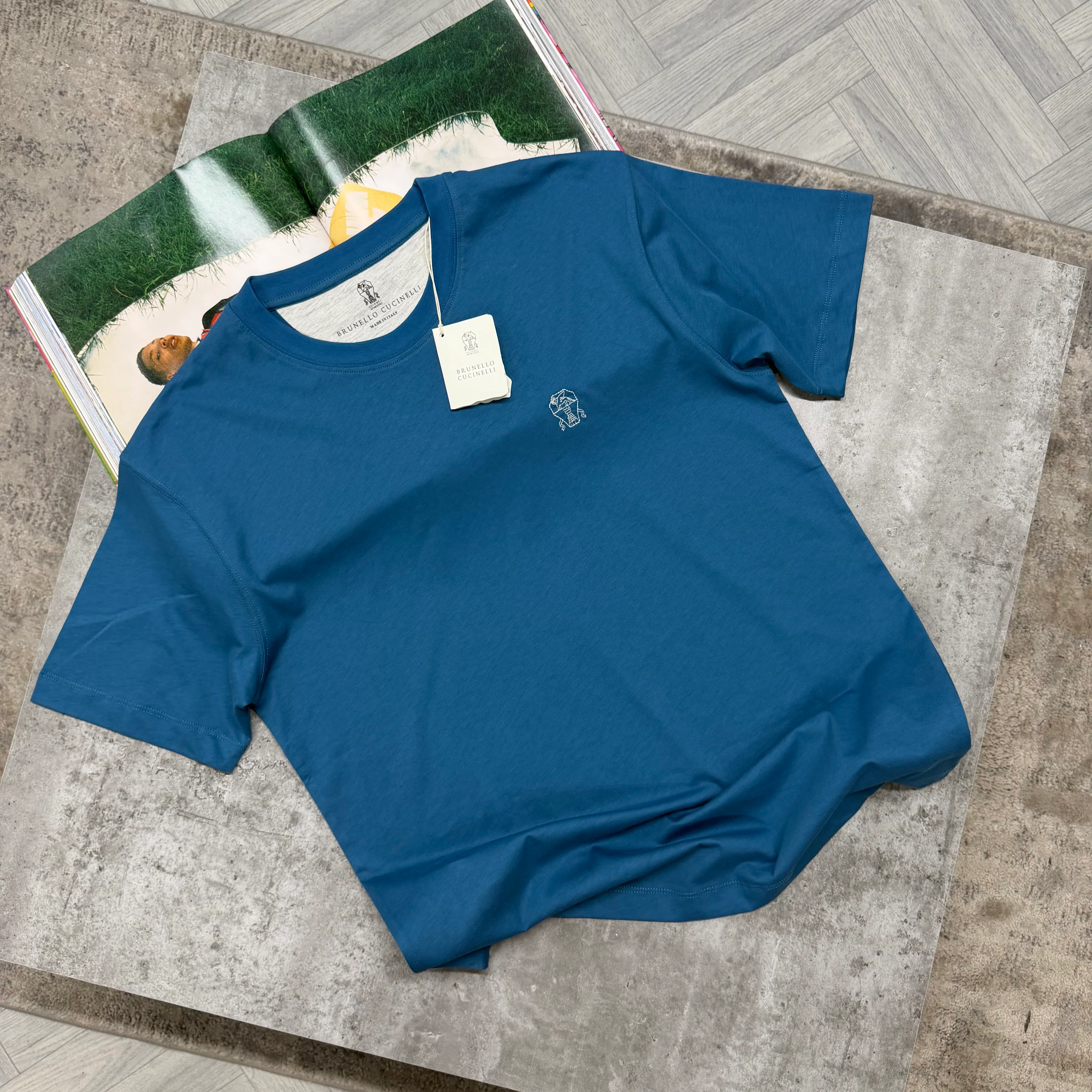 BRUNELLO LOGO T SHIRT - INDIGO