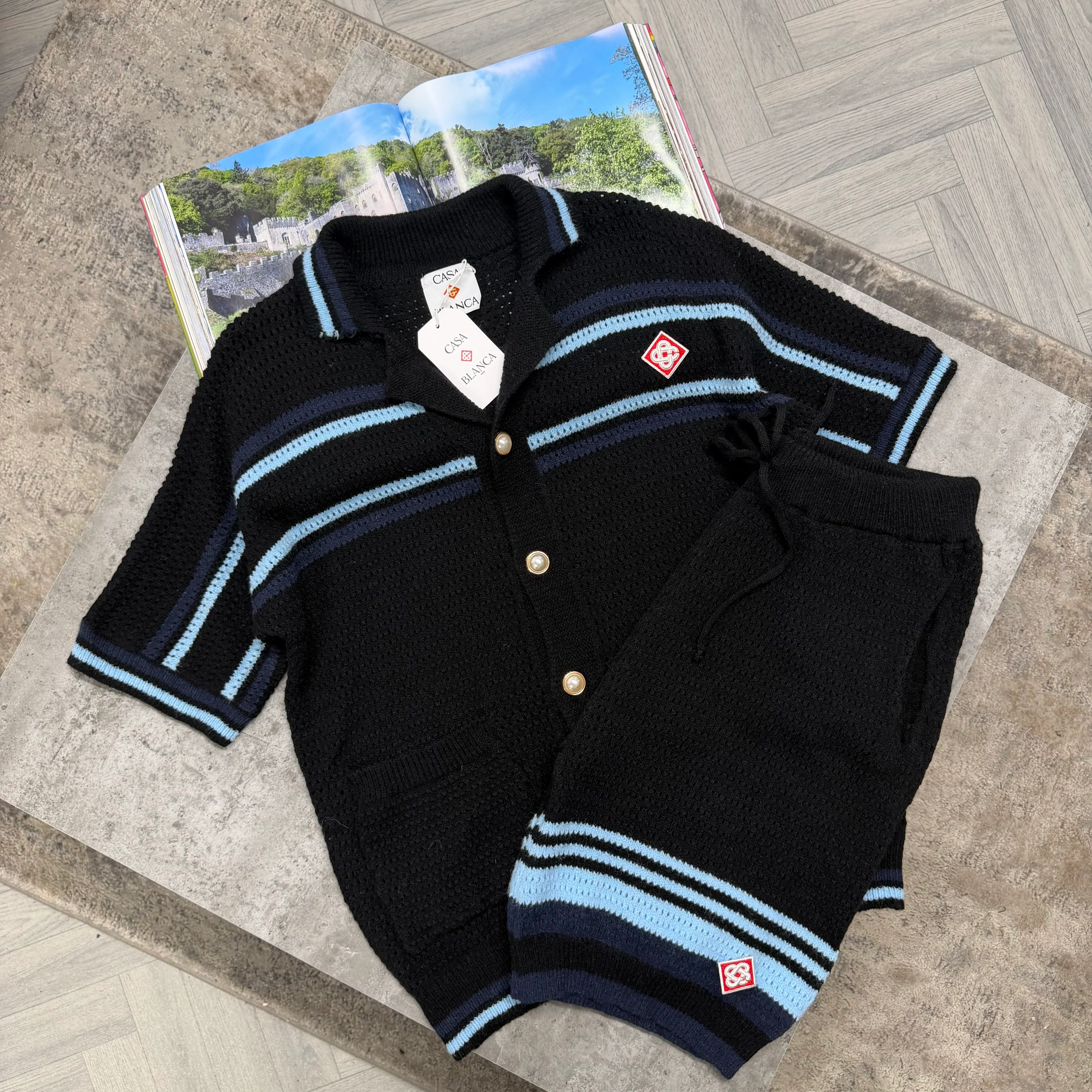 CB KNIT SET - BLACK / SKY BLUE