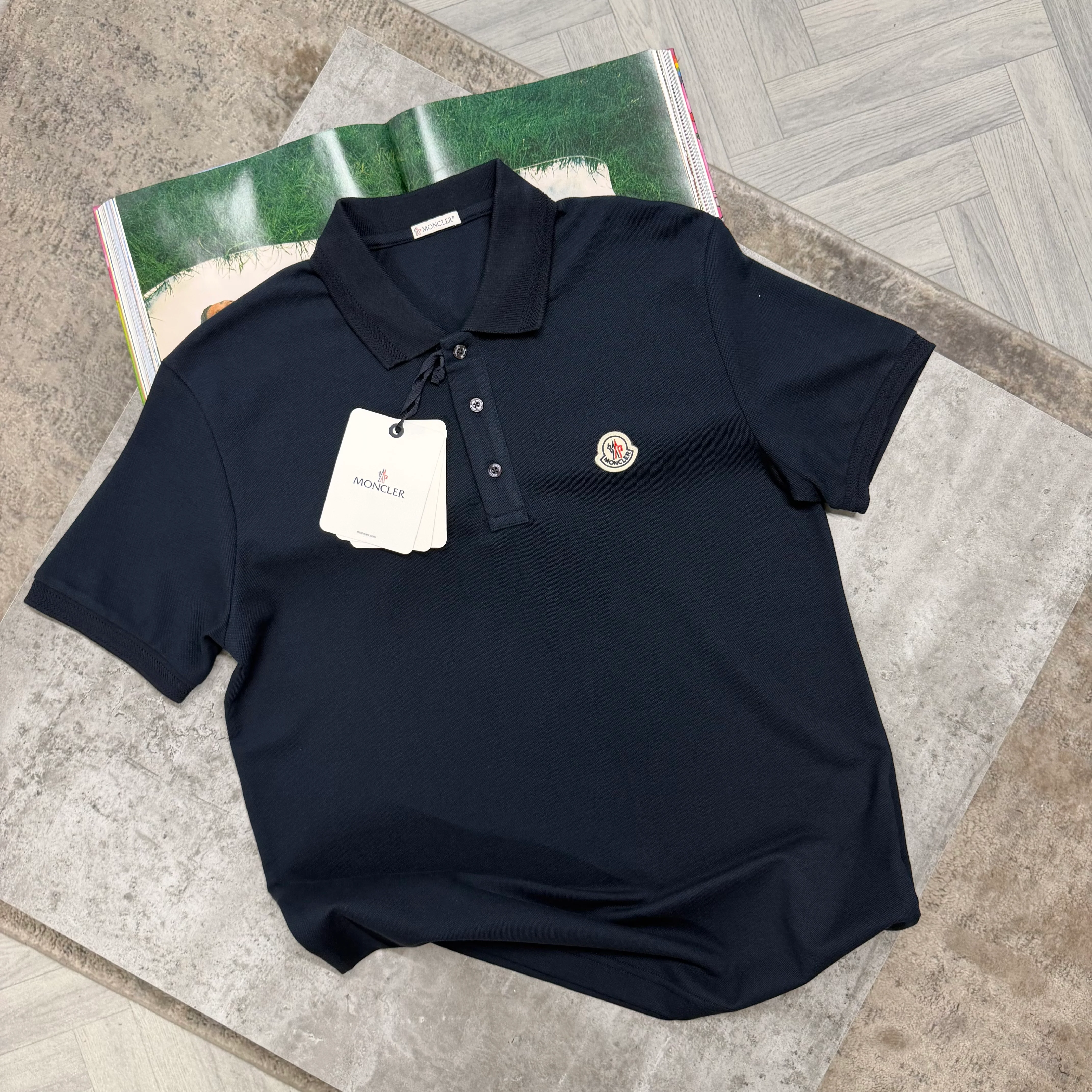 MNCLR PLEATED COLLAR T SHIRT - NAVY