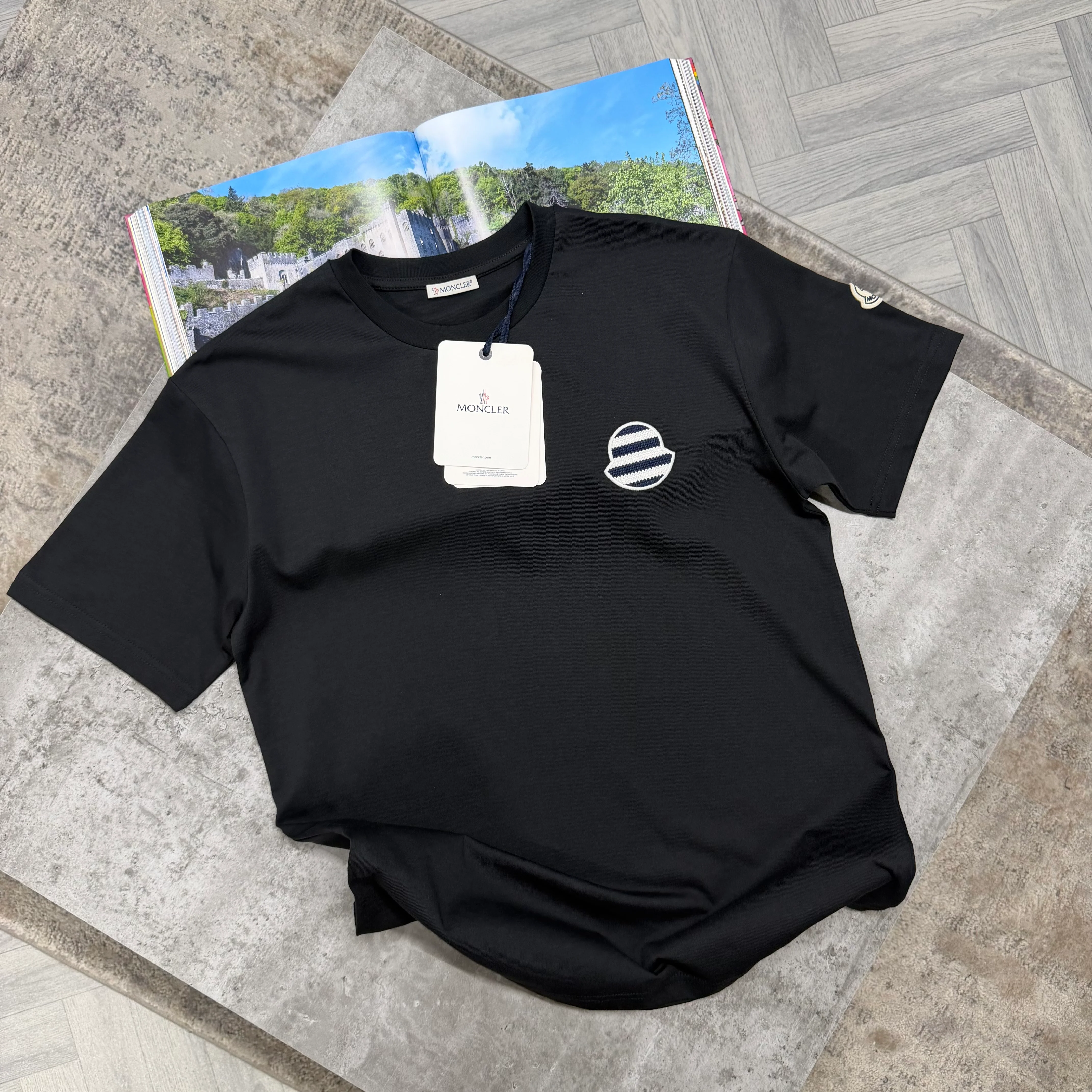 MNCLR STRIPED LOGO T SHIRT - BLACK