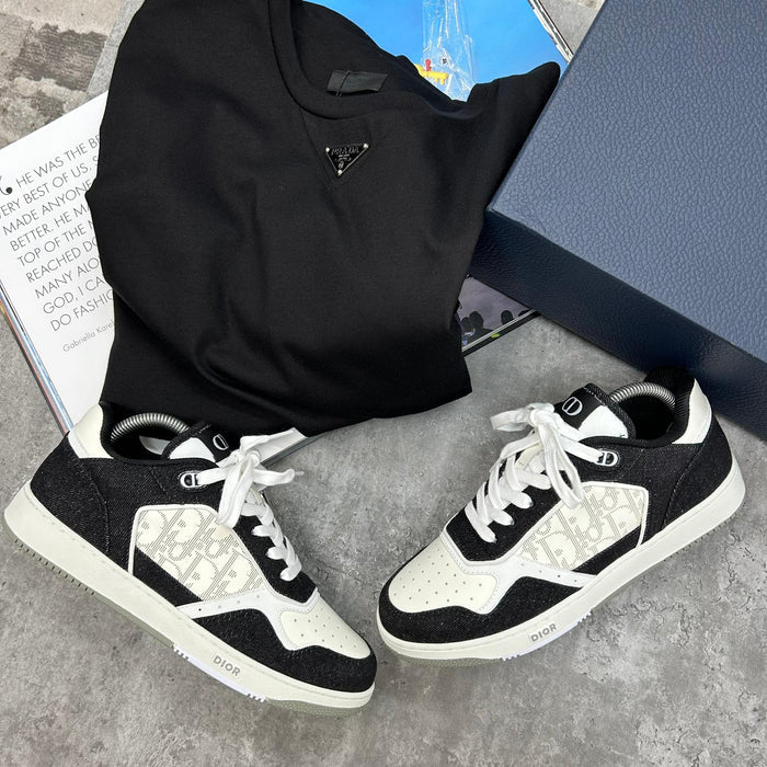 (PRE ORDER) B27 TRAINERS - BLACK DENIM / WHITE - Image 4