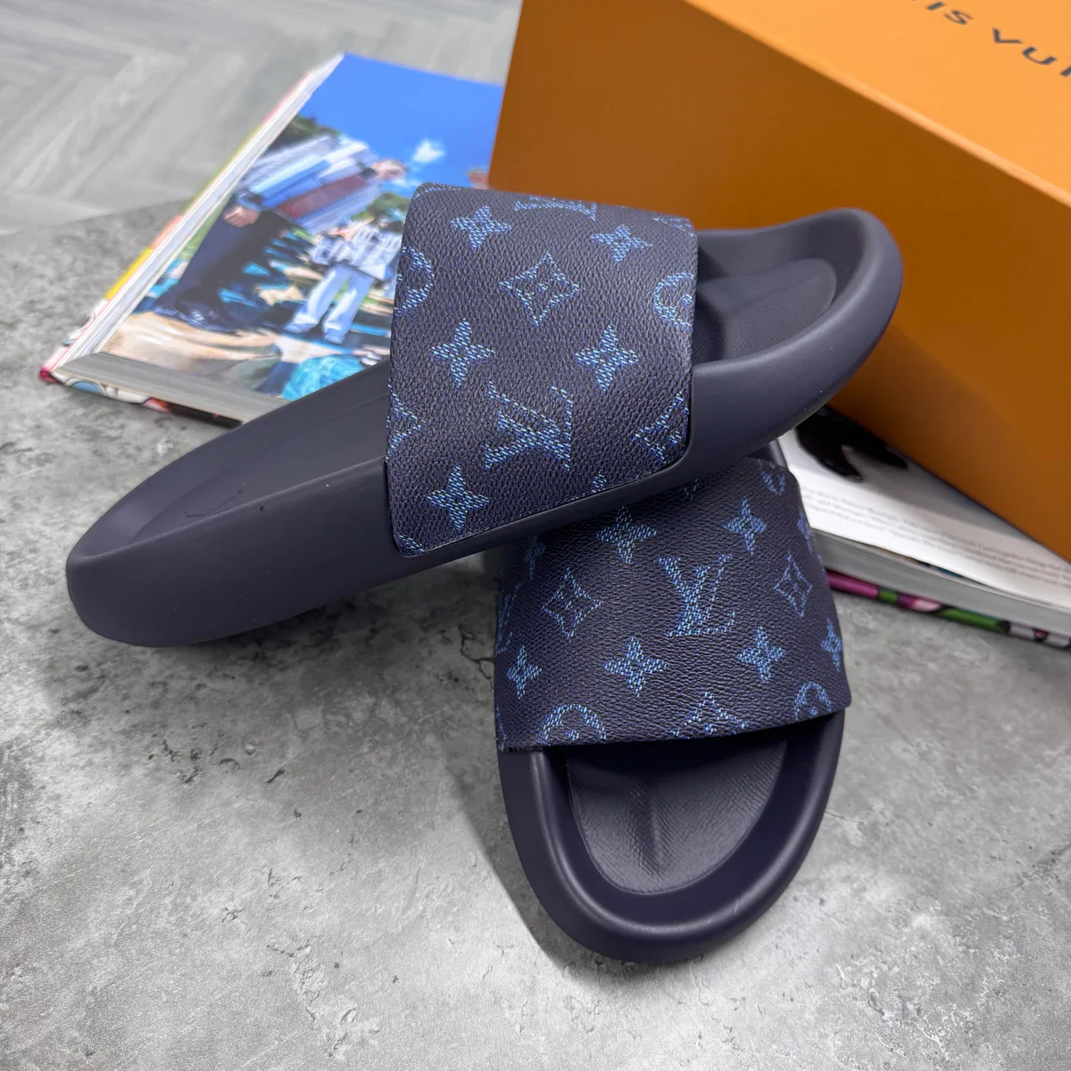 (PRE ORDER) LVE MONOGRAM SLIDES - BLUE FADE - Image 2